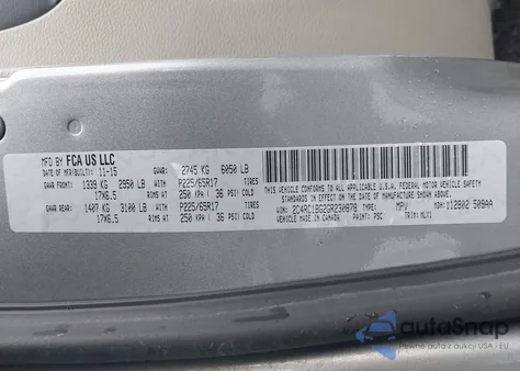 2016 Chrysler Town & Country Touring z USA, uszkodzony, nr VIN 2C4RC1BG2GR230878